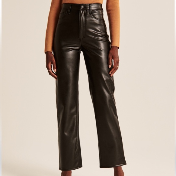 Abercrombie & Fitch Vegan Leather Ankle Straight Pants - Picture 2 of 9
